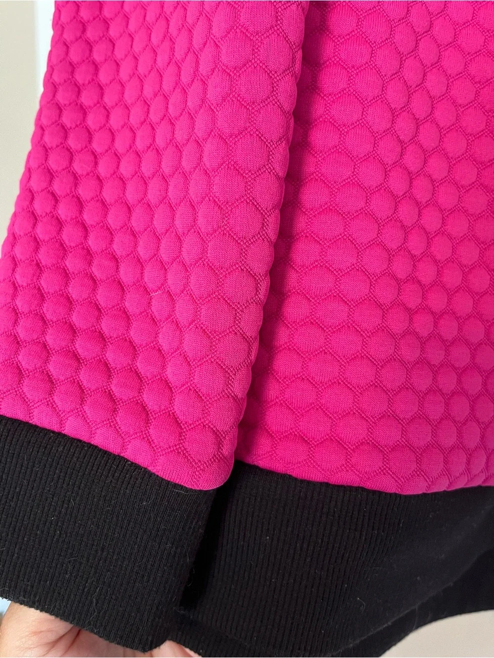 Michael Kors Hot Pink Quilted Sweatshirt with Black Trim
